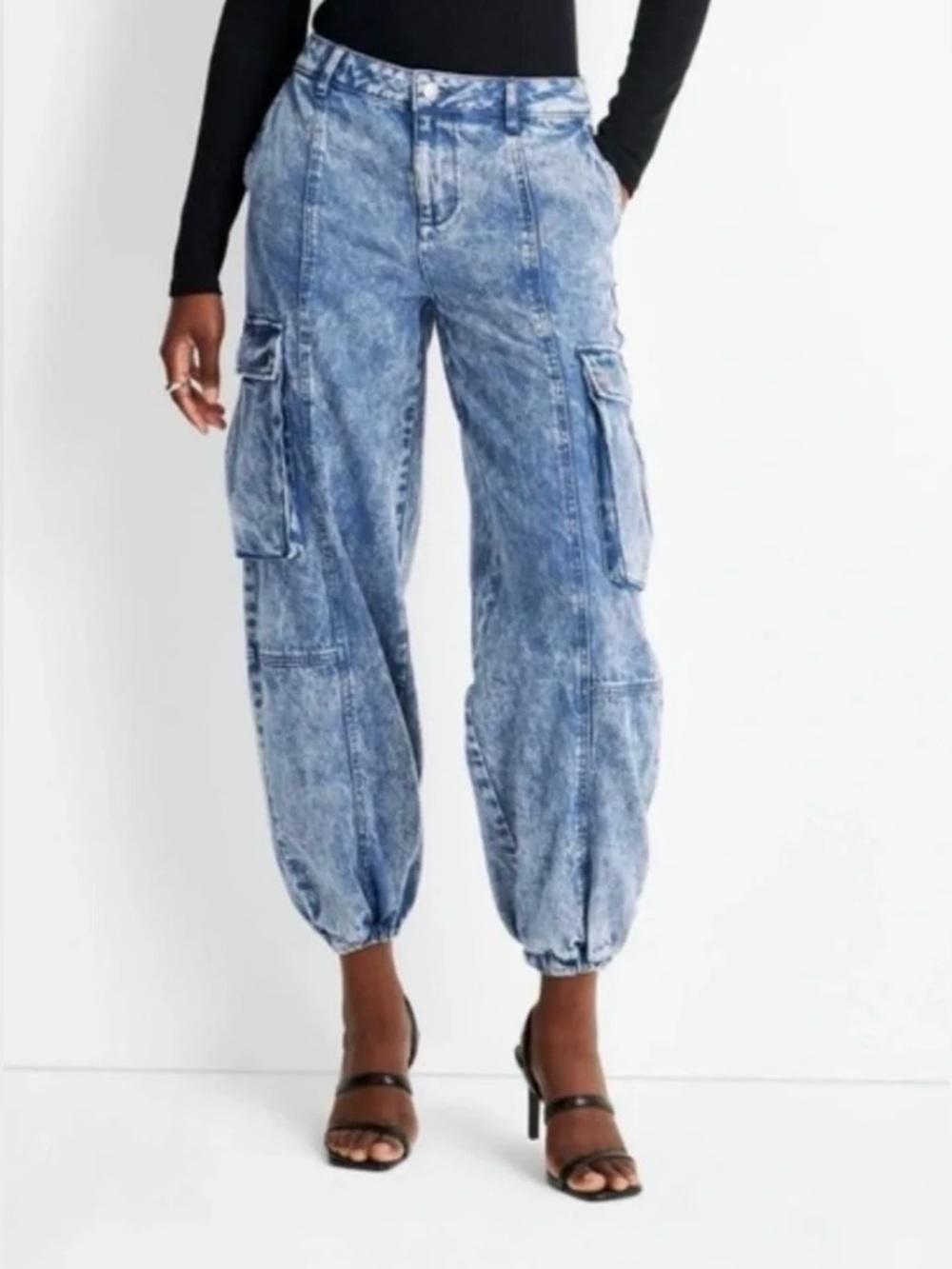 Future Collective Acid-Wash Cargo Jean Joggers - Size 4